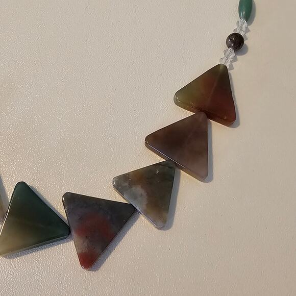 Vintage Artisan Triangle Stone Beaded Necklace Southwestern - Picture 6 of 13